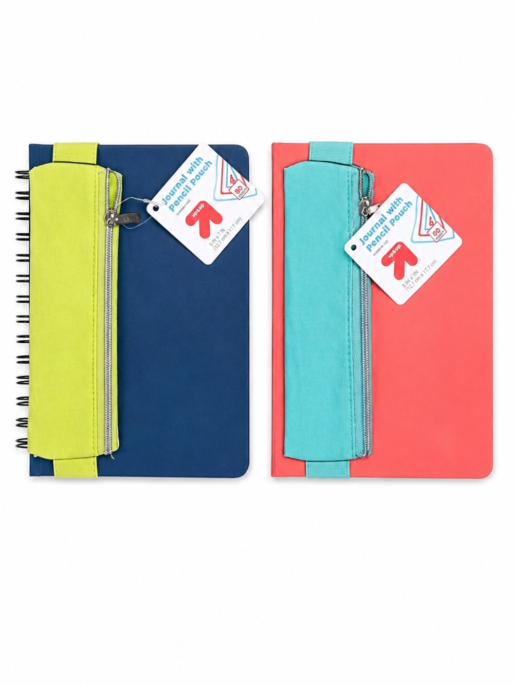 Set of 2 New Up & Up Spiral College Ruled Journals with Pencil Pouches NEW